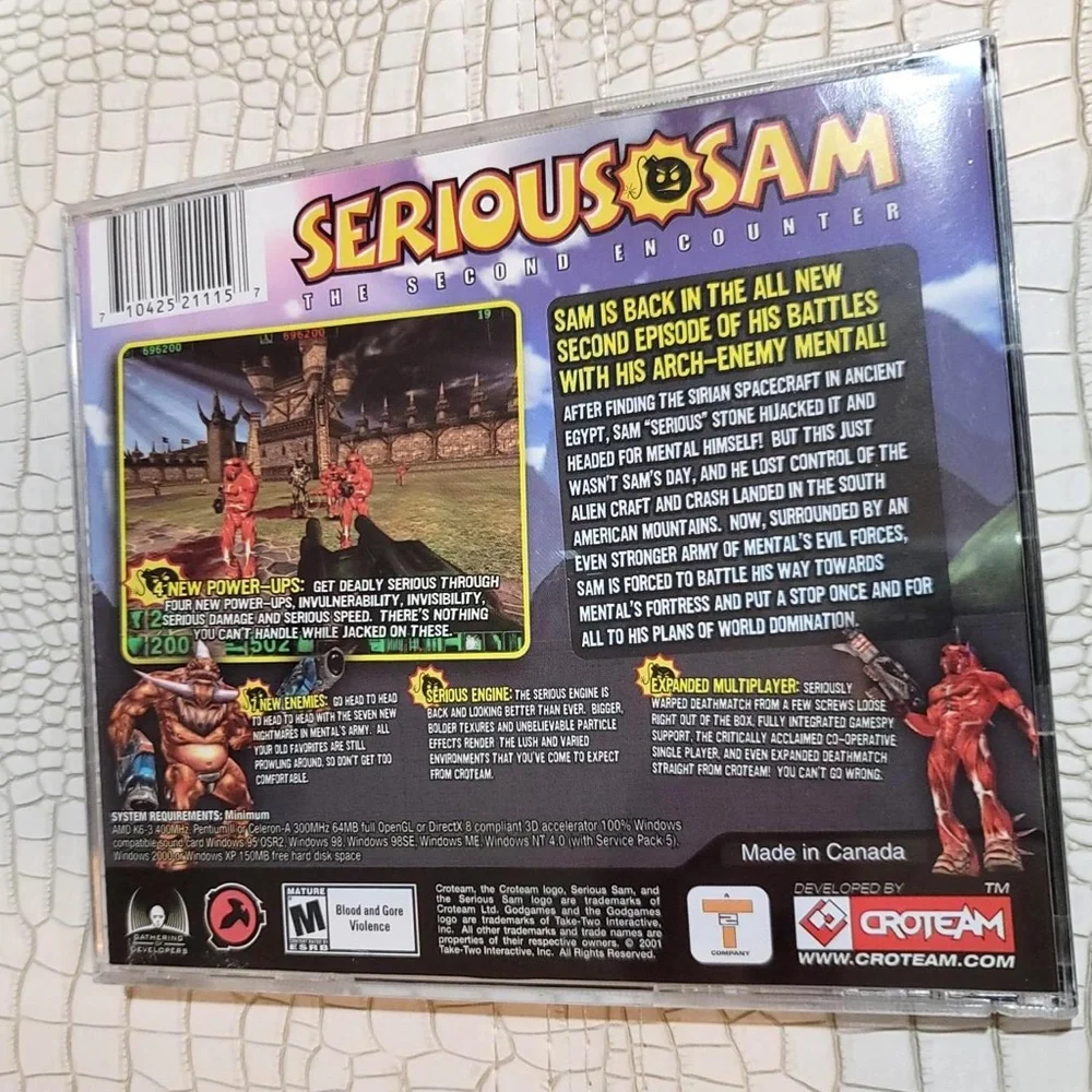 Serious Sam: The Second Encounter (PC, 2002) Complete w/ Manual PC Game